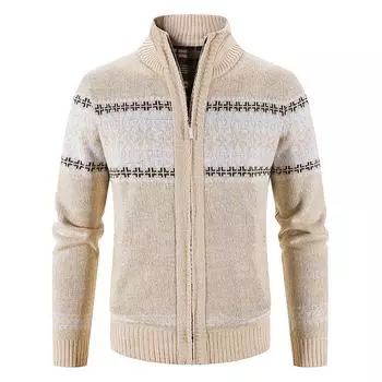 Мужской повседневный осенне-зимний свитер на молнии с воротником-стойкой и кардиганом с принтом, топы, свитер, блузка, пальто M синий