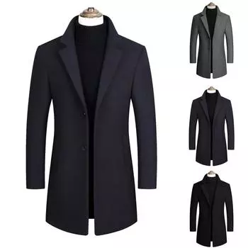 Мужской повседневный плащ, модный деловой длинный тонкий пальто, куртка и верхняя одежда 190-XXXL чёрный