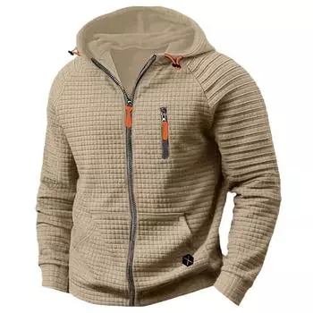 Мужской повседневный пуловер с капюшоном из жаккарда и клетчатым капюшоном Куртки и пальто мужские S