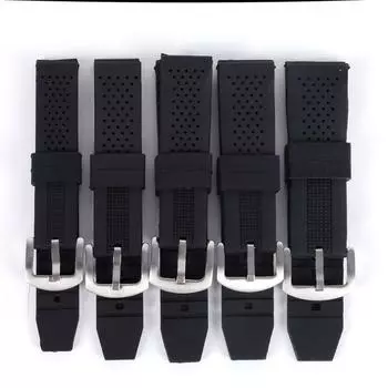 Мужской повседневный ремешок для часов, мягкий силиконовый резиновый водонепроницаемый ремешок для наручных часов 18-24 мм, черный 24mm