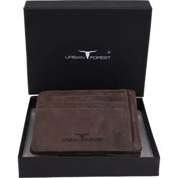 Мужской повседневный синий кошелек из натуральной кожи с RFID-меткой (4 слота для карт)