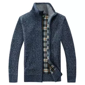 Мужской повседневный свитер, пальто, зимняя мода, кардиган, высокий воротник, карманы, вязаная верхняя одежда, пальто, свитер M чёрный