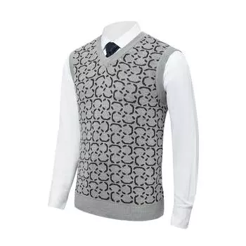 Мужской повседневный свитер с аргайлом, жилет без рукавов с v-образным вырезом, пуловер, жилет S серый