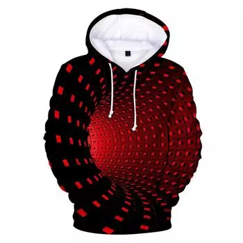 Мужской повседневный свитер с длинным рукавом и круглым вырезом с 3D-принтом, пуловер, свободная толстовка с капюшоном L красный