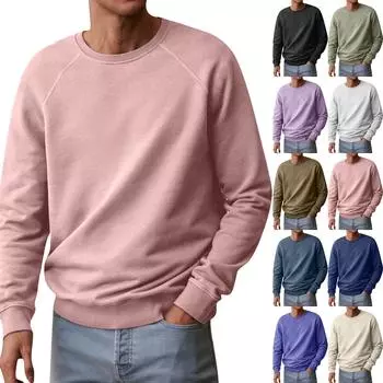 Мужской повседневный свободный хлопковый свитер с круглым вырезом, пуловер L бежевый