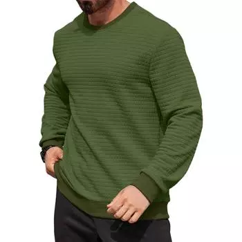 Мужской повседневный свободный хлопковый свитер с круглым вырезом, пуловер S чёрный