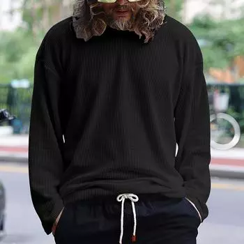 Мужской повседневный свободный хлопковый свитер с круглым вырезом, пуловер S белый