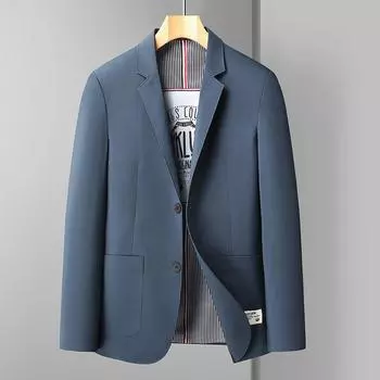 Мужской повседневный весенне-осенний легкий роскошный деловой однотонный пиджак для людей среднего возраста и молодежи в стиле «вестерн» 170 синий