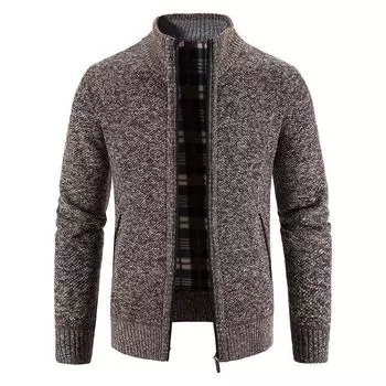 Мужской повседневный вязаный кардиган-свитер - свободный крой и модный стиль для молодежи XL кофейный
