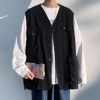 Мужской повседневный жилет больших размеров, японская рабочая одежда, жилет для фотографии, рыбалки 5XL
