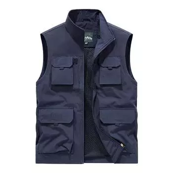 Мужской повседневный жилет на весну, осень и лето, большого размера, свободный, топ-жилет, куртка M тёмно-синий
