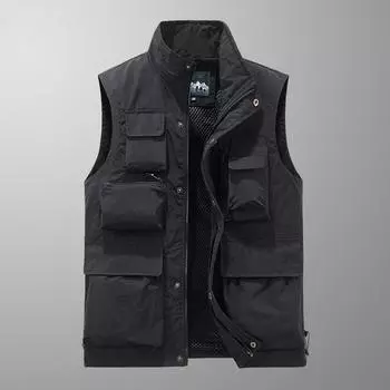 Мужской повседневный жилет с несколькими карманами, дышащий, быстросохнущий, журналистский, туристический, фотографический, рыболовный жилет M