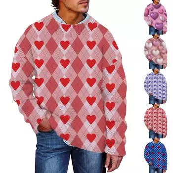 Мужской принтованный искусственный свитер, толстовка с круглым вырезом, свободный топ с длинными рукавами XXXXL синий