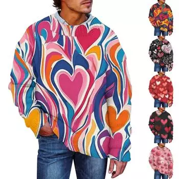 Мужской принтованный искусственный свитер, толстовка с круглым вырезом, свободный топ с длинными рукавами XXXXL оранжевый