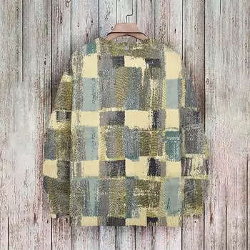 Мужской принтованный синтетический свитер с круглым вырезом, спортивная одежда, свободный топ с длинными рукавами M шафрановый