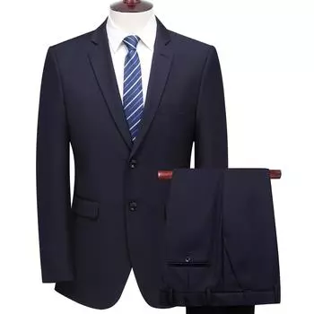 Мужской профессиональный деловой костюм темно-синего и черного цветов 175/L чёрный