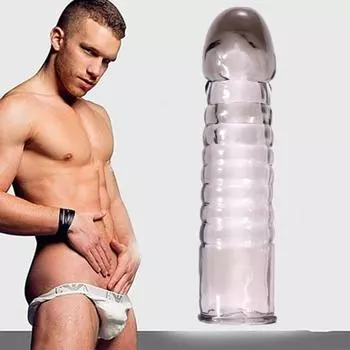 Мужской прозрачный презерватив для увеличения, удлиняющий рукав для пениса, секс-игрушка для взрослых