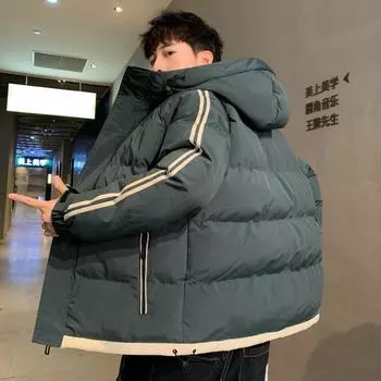Мужской пуховик в полоску, парки для подростков, плотное свободное пальто, осенне-зимняя одежда, толстовки, куртка, плащ с капюшоном, верхняя одежда для мужчин M зелёный