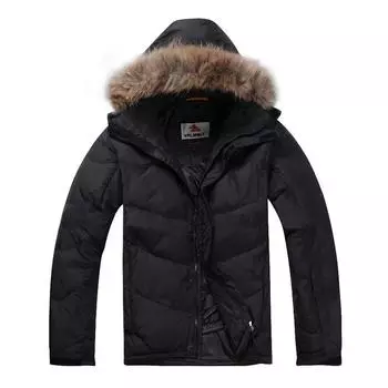 Мужской пуховик высокого качества, зимние пуховые пальто из меха енота, водонепроницаемые зимние мужские пальто, 80% белый утиный пух S чёрный
