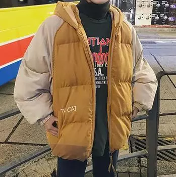 Мужской пуховик, зимняя толстая теплая куртка на хлопковой подкладке, пальто с капюшоном, пальто на молнии и пуговицах с принтом трех котят, куртка-хлеб 3XL