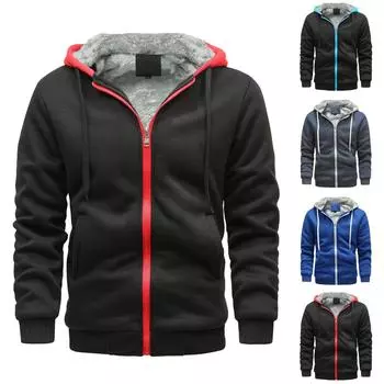 Мужской пуловер на молнии с длинными рукавами и капюшоном, топы, блузка L