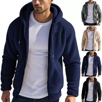 Мужской пуловер на молнии с длинными рукавами и капюшоном, топы, блузка XXXL чёрный