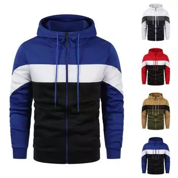 Мужской пуловер на молнии с длинными рукавами и капюшоном, топы, блузка L хаки