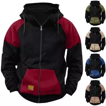Мужской пуловер на молнии с длинными рукавами и капюшоном, топы, блузка XXXL