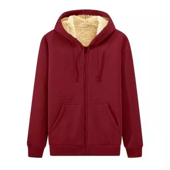 Мужской пуловер на молнии с длинными рукавами и капюшоном, топы, блузка M красный