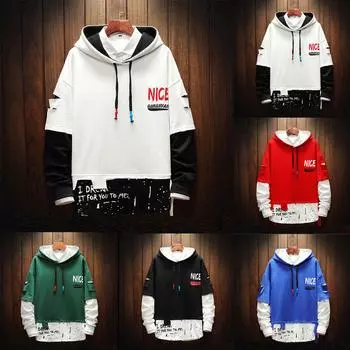 Мужской пуловер на пуговицах с длинным рукавом с капюшоном, топы, блузка XXXXXL синий