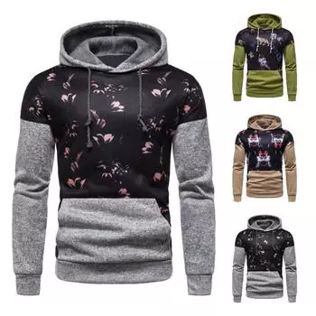 Мужской пуловер с градиентом цвета, толстовка с капюшоном и длинным рукавом, топы, блузка M серый