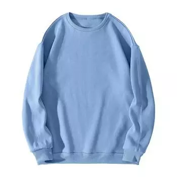 Мужской пуловер с круглым вырезом и длинными рукавами на осень и зиму, однотонный свободный крой с флисовой подкладкой, повседневные топы, уличная одежда L абрикосовый