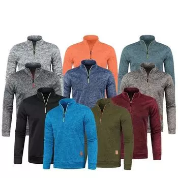 Мужской пуловер, теплый толстый вязаный свитер, модный жаккардовый свитер с воротником-стойкой и полумолнией, трикотажный свитер, топы S