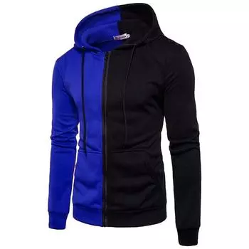 Мужской пуловер, весенне-осенний кардиган с капюшоном, модная толстовка с уткой-мандаринкой, спортивная свободная повседневная универсальная куртка M синий