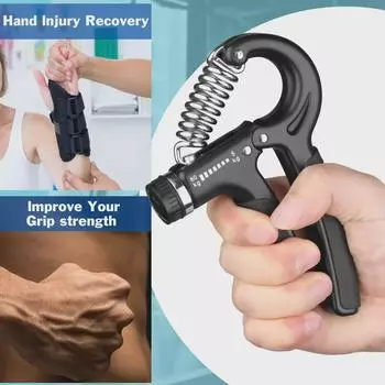Мужской регулируемый эспандер для профессиональной тренировки силы пальцев и рук - фитнес-оборудование для тренировки силы рук. adjustable серый/чёрный