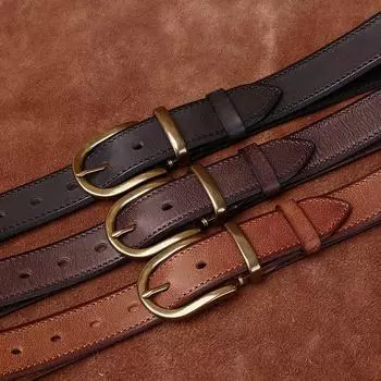 Мужской ремень 3,3 см, мужские брюки, женский ремень универсальной ширины, модный, уникальный, из натуральной кожи, с пряжкой в стиле ретро, повседневный, универсальный 100cm