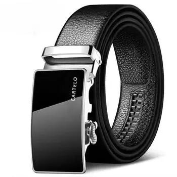 Мужской ремень CARTELO®, 110-140 см, мужской высококачественный кожаный ремень с автоматической пряжкой, студенческий брючный ремень, повседневный деловой ремень для среднего и молодого возраста