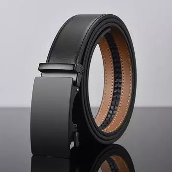 Мужской ремень деловой двухслойный из воловьей кожи сплав автоматическая пряжка кожаный простой ремень 115cm