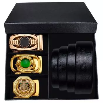 Мужской ремень Dubulle с храповым механизмом, золотой/черный/красный/зеленый/синий/белый, с автоматической пряжкой, деловой повседневный ремень, подарок - регулируемая посадка 110cm/43in чёрный