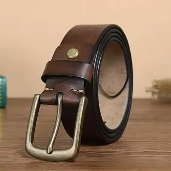 Мужской ремень, индивидуальный модный тренд, контрастный цвет, пятна, кожаная пряжка, первый слой, коровья кожа, ретро, джинсовый ремень из чистой меди 100cm