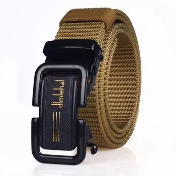 Мужской ремень из холста, мужская автоматическая пряжка, беззубая пряжка, ремень без перфорации, студенческий рабочий ремень Stall 120cm коричневый