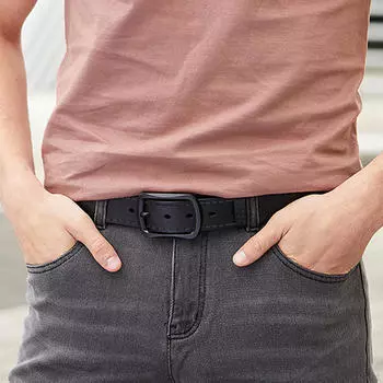 Мужской ремень из искусственной кожи с пряжкой, повседневный длинный поясной ремень длиной 110 см для улицы, брюки, чёрный