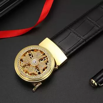 Мужской ремень из кожи с автоматической пряжкой и крокодиловым узором, повседневные джинсы с вращающимся ремнем Tide 110cm