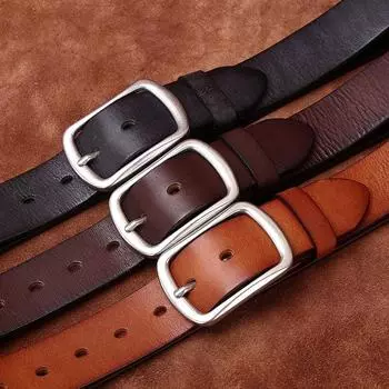 Мужской ремень из матовой нержавеющей стали с пряжкой, винтажный матовый кожаный ремень из натуральной воловьей кожи, универсальный простой мужской джинсовый ремень для отдыха 100cm