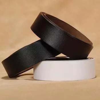 Мужской ремень из натуральной кожи без автоматической пряжки, двухслойный ремень из воловьей кожи в стиле ретро, без пряжки, дизайн пояса 110cm белый