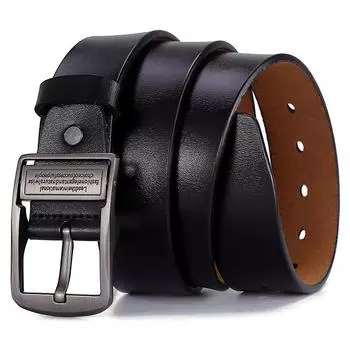 Мужской ремень из натуральной кожи, большой поясной ремень с пряжкой, идеальный выбор для подарков 105cm чёрный