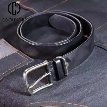 Мужской ремень из натуральной кожи, модный повседневный первый слой из коровьей кожи, сплав с пряжкой, высокое качество, дикий ручной работы, джинсовый ремень TM078 China&95CM чёрный