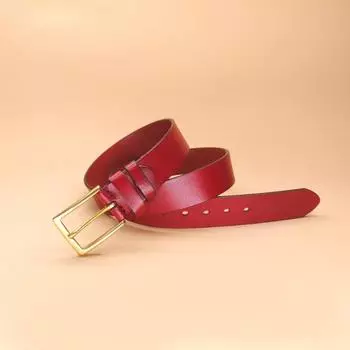 Мужской ремень из натуральной кожи первого слоя с латунной пряжкой, повседневный универсальный ремень для джинсов 110cm-125cm чёрный