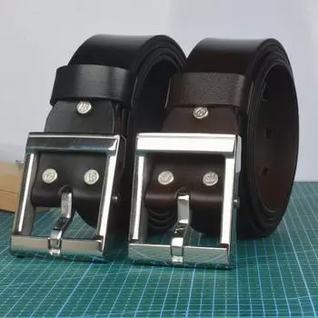 Мужской ремень из натуральной кожи, первый слой из коровьей кожи, ремень с пряжкой из нержавеющей стали, повседневный деловой универсальный ремень 105cm чёрный