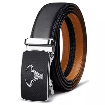 Мужской ремень из натуральной кожи с пряжкой с автоблокировкой — микрорегулируемый ремень подойдет везде | Формальный и повседневный | Элегантная подарочная коробка